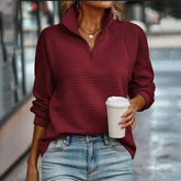 Celestial® - Burgundy long sleeve plain V-neck top