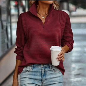 Celestial® - Burgundy long sleeve plain V-neck top