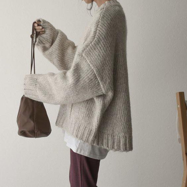 FallStil® - Oversize sweater with ivory pocket front