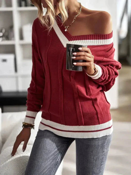 Reverie® - Red printed long sleeve sweater