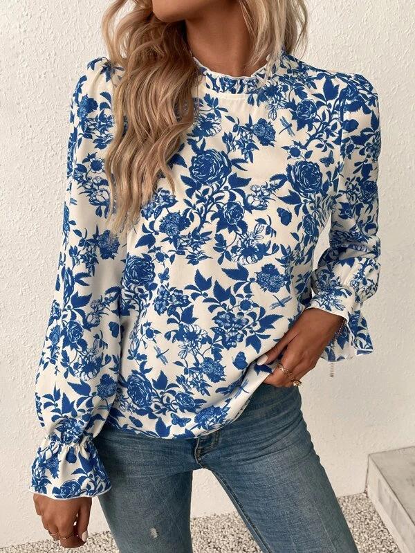 Even&amp;Vil® - Sweet Plant Blue Long Sleeve Top