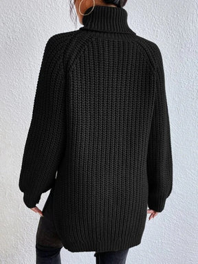 Monci® - Cool black plain turtleneck sweater