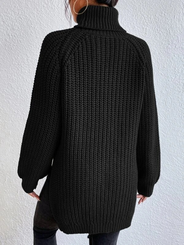 Monci® - Cool black plain turtleneck sweater