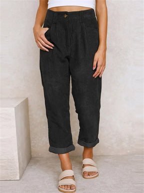 BioBlüte® - Black corduroy culotte comfort pants