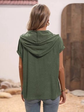 PureWear® - Green plain short sleeve hoodie