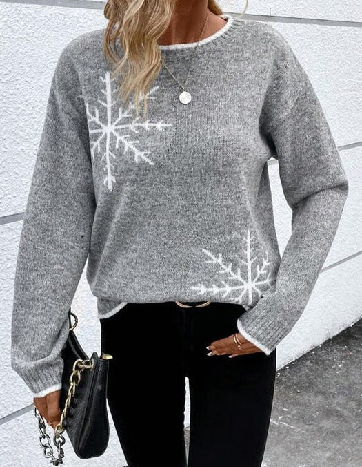 Reverie® - Grey printed crew neck sweater