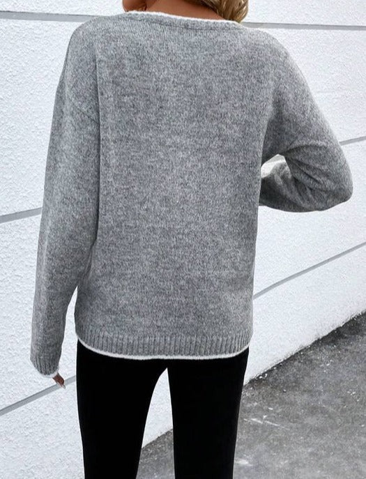 Reverie® - Grey printed crew neck sweater