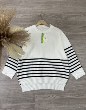 StrickSinn® - Black and white striped sweater