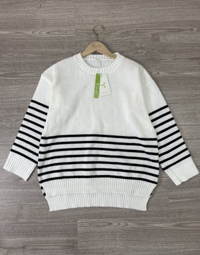 StrickSinn® - Black and white striped sweater