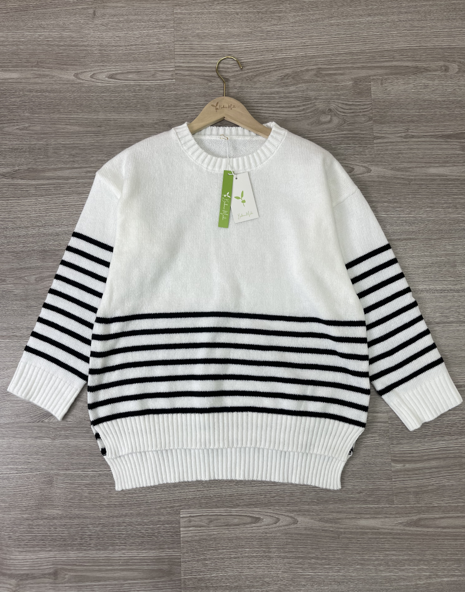 StrickSinn® - Black and white striped sweater