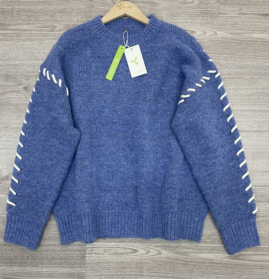 HerbstTrend® - Youthful plain blue long-sleeved sweater