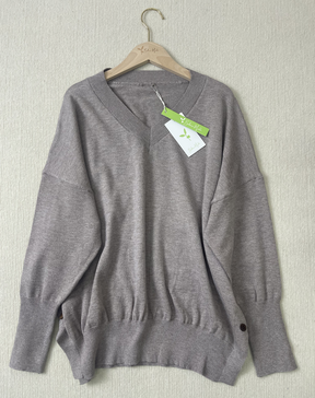 HerbstTrend® - Grey plain long-sleeved sweater