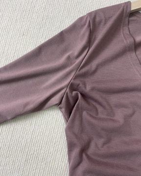 StrickSinn® - Brown plain long-sleeved top with V-neck