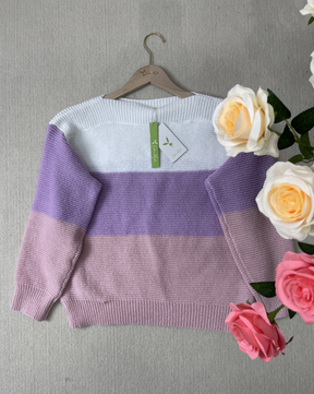 HerbstTrend® - Purple Color Block Long Sleeve Sweater