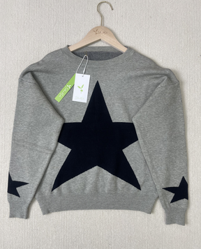 Naturlux® - Large Single Star Grey Long Sleeve Sweater