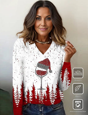 [OUTLET] FallStil® - Tipsy Red Wine Holiday Party Long Sleeve Top