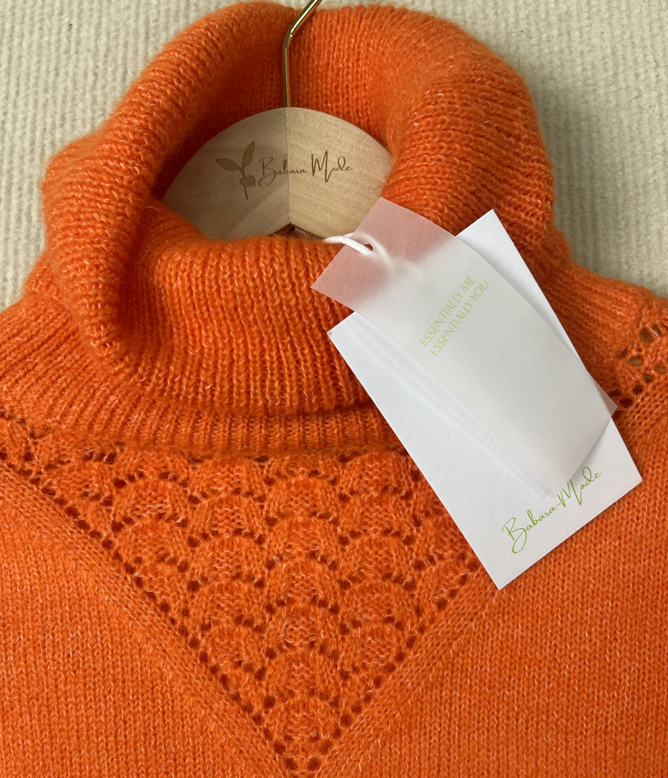 StrickSinn® - Orange plain turtleneck sweater