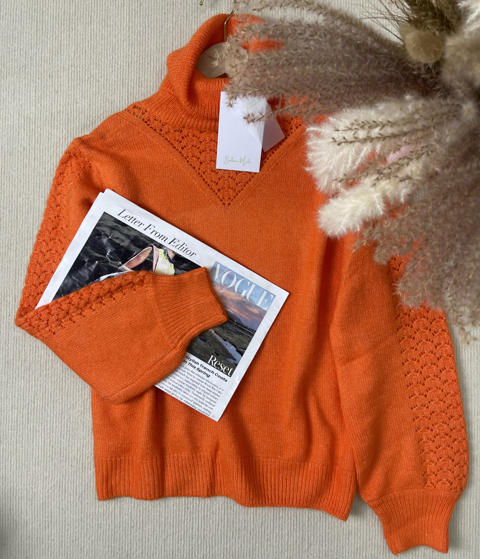 StrickSinn® - Orange plain turtleneck sweater