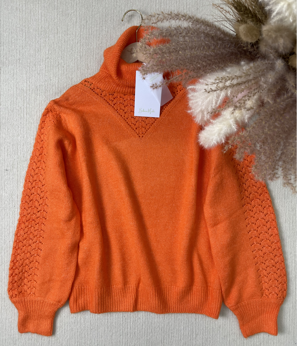 StrickSinn® - Orange plain turtleneck sweater