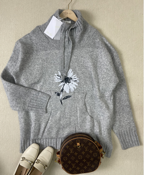 HerbstTrend® - Grey hoodie with floral print