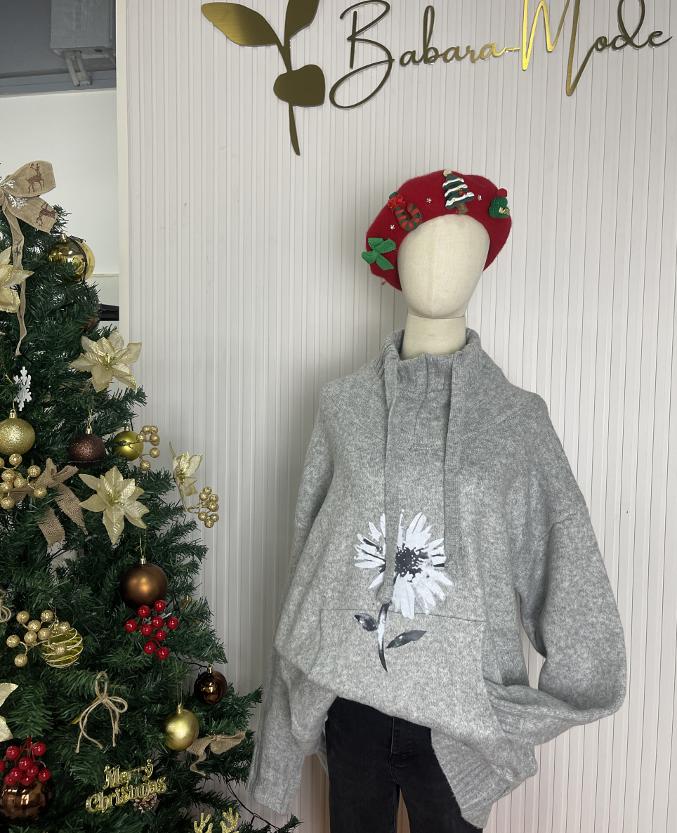 HerbstTrend® - Grey hoodie with floral print