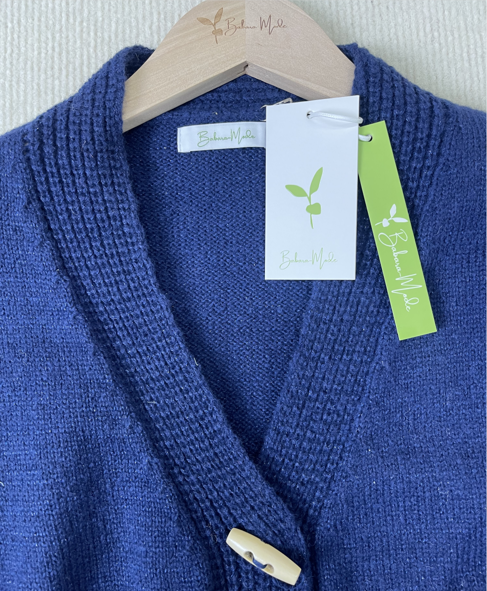 StrickSinn® - Blue plain sweater with long sleeves