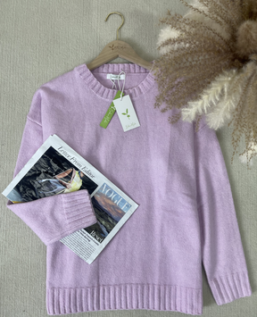 WinterTrend® - Pink plain sweater with long sleeves and round neck