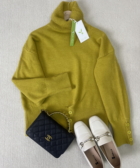 WinterTrend® - Plain sweater with high neckline in sage