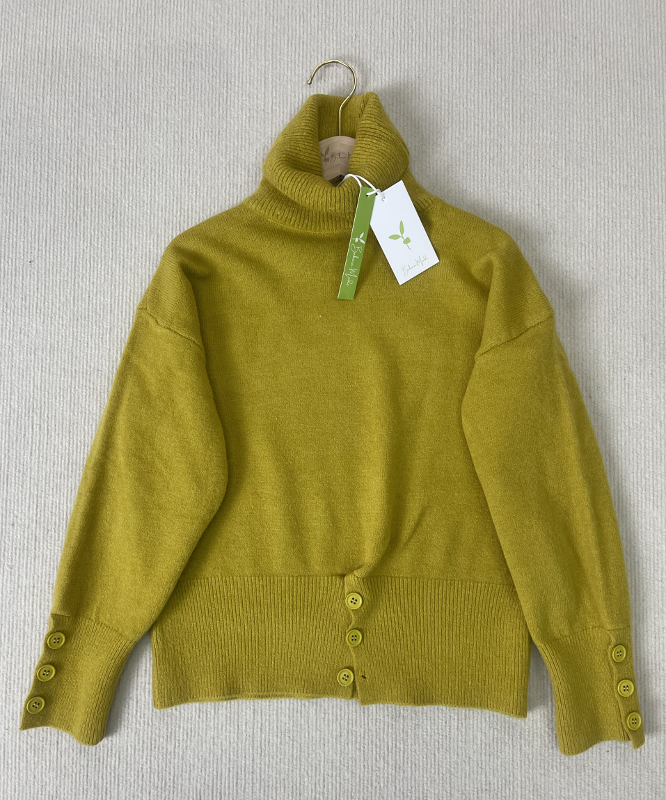 WinterTrend® - Plain sweater with high neckline in sage