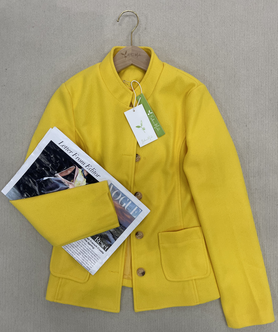 WinterTrend® - Yellow plain cardigan with long sleeves