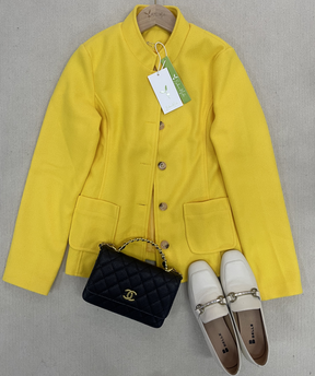 WinterTrend® - Yellow plain cardigan with long sleeves