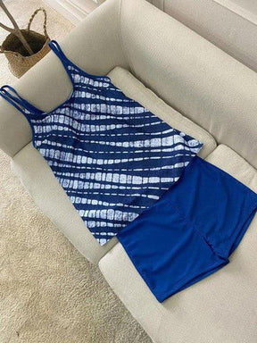 CabanaCouture® - Unique blue striped strappy swimwear