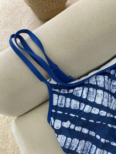 CabanaCouture® - Unique blue striped strappy swimwear