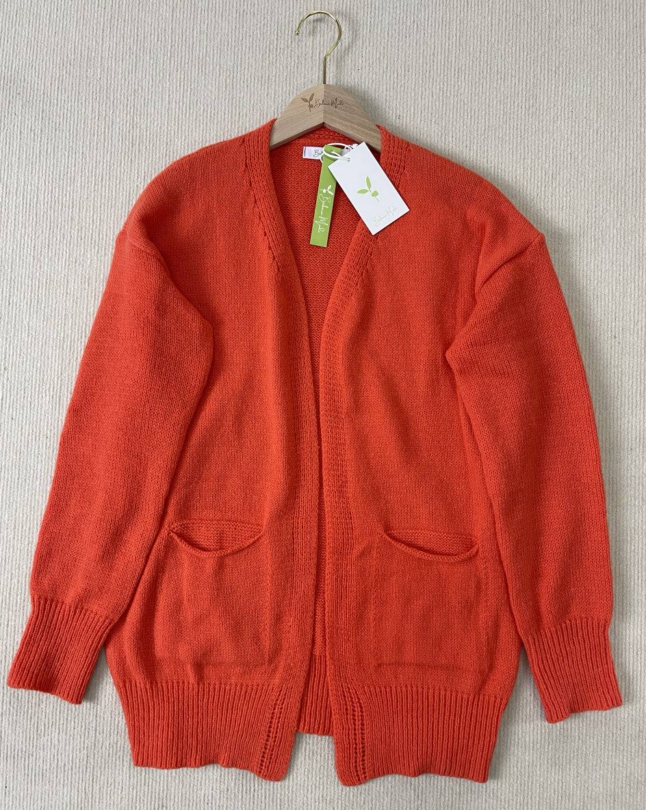 WinterTrend® - Orange plain cardigan with long sleeves