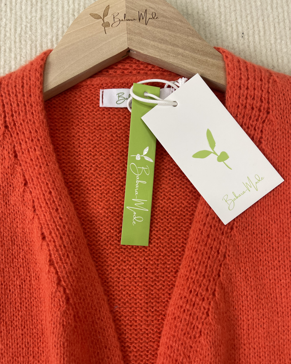 WinterTrend® - Orange plain cardigan with long sleeves