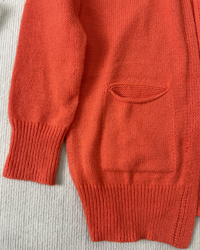 WinterTrend® - Orange plain cardigan with long sleeves