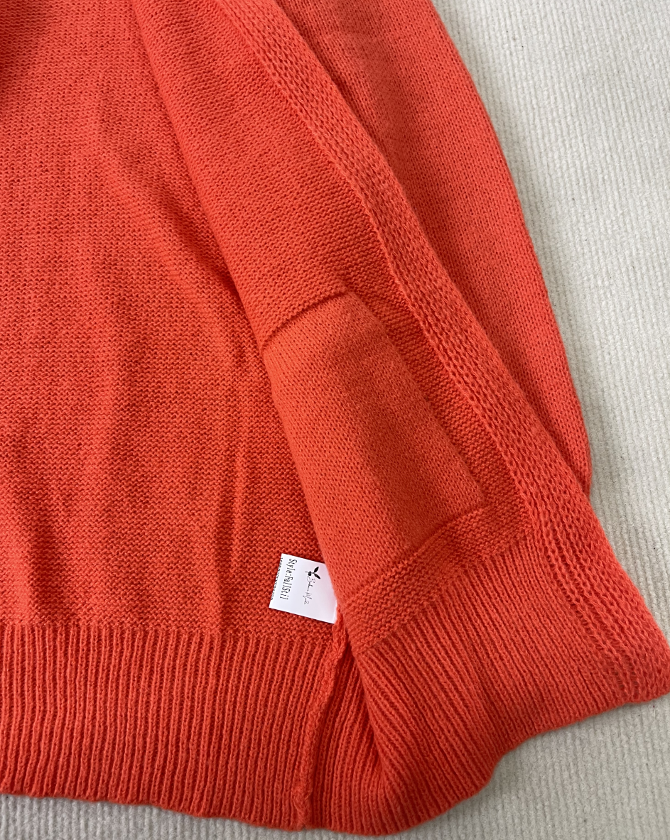 WinterTrend® - Orange plain cardigan with long sleeves