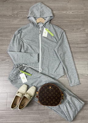 WinterTrend® - Grey plain hoodie lounge set