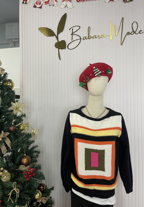 WinterTrend® - Chic print sweater with round neck