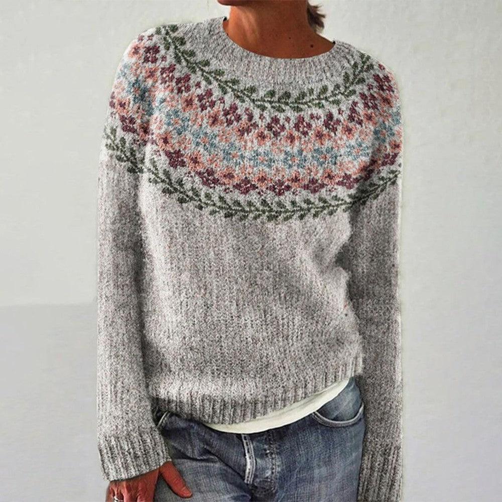 WinterTrend® - Elegant round neck sweater with print