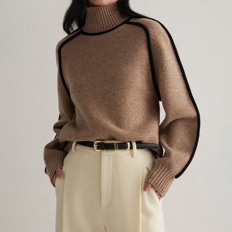 Naturlux® - Coffee sweater with high neckline