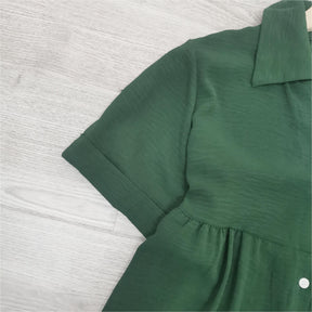 BlütenBliss® - Green plain baggy midi dress