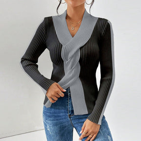 HerbstTrend® - Special Color Block V-Neck Sweater