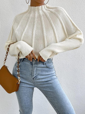 FallStil® - Cream white reverse seam dolman sleeve sweater