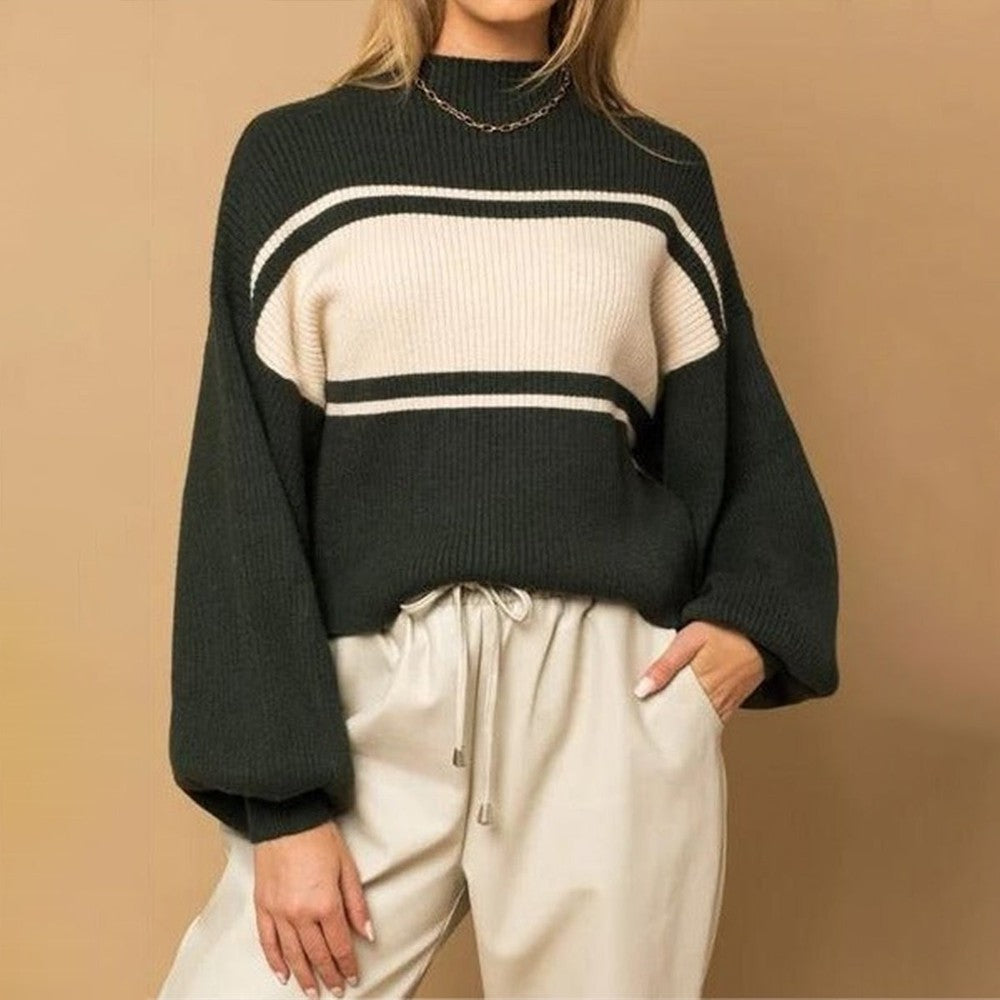 NaturLux® - Cozy Color Block Mock Neck Sweater