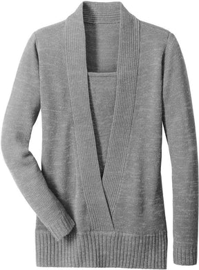 WinterTrend® - Grey long-sleeved V-neck sweater Twofer