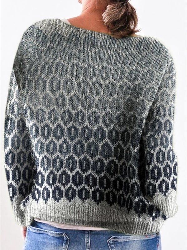 WinterStil® - Ombre grey sweater with geometric pattern