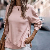 FallStil® - Pink solid long sleeve top with round neck