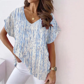 FallStil® - Blue short sleeve V-neck top 