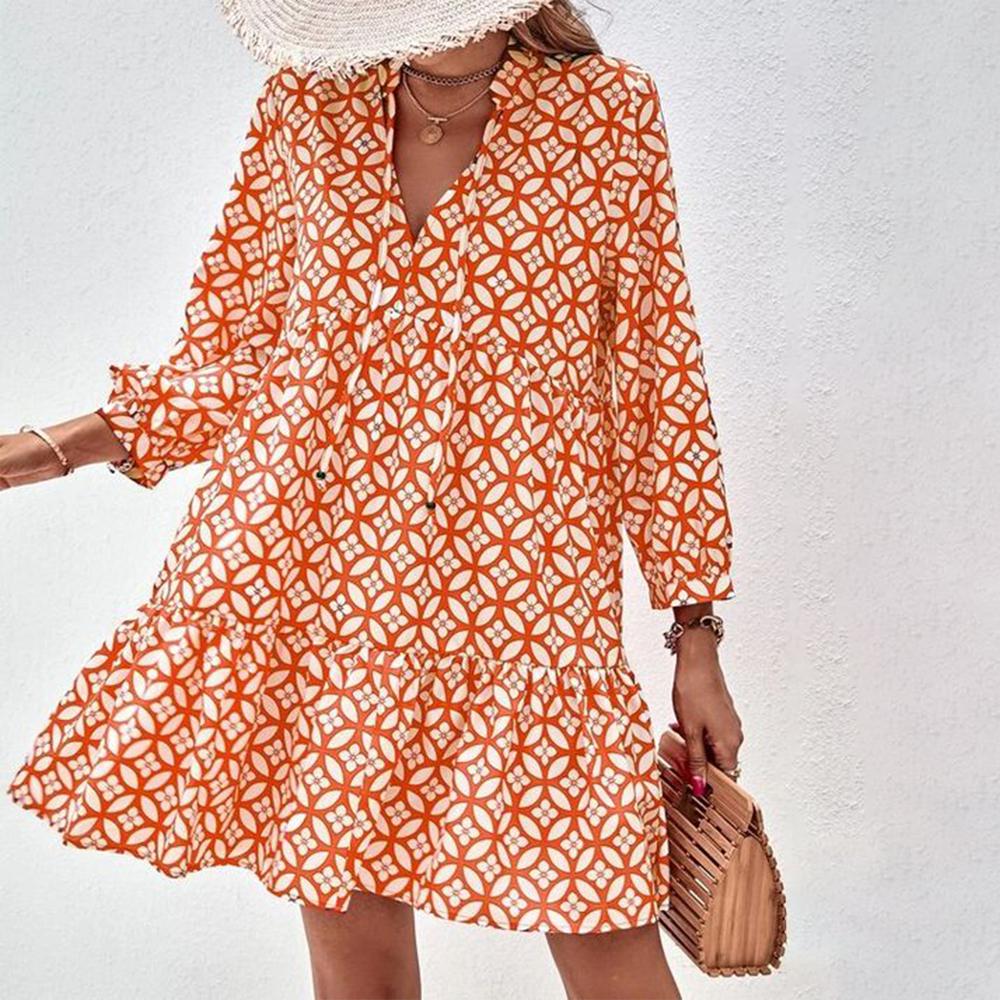 Naturlux® - Unique mini dress with 3/4 sleeves in orange